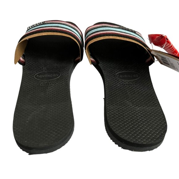 Havaianas Sandals You Malta Mix Sandals Black multi womens 7/8 slide flat woven - Picture 4 of 10